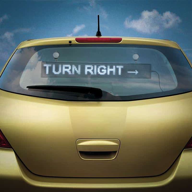 Automotive scrolling LED sign for rear window