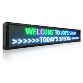 LED sign displaying 'Welcome to Joe's Shop! Today's Special'