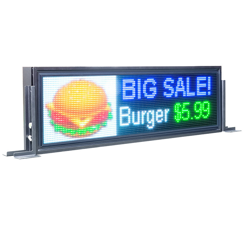 LED sign displaying a burger with 'BIG SALE! Burger $5.99' text