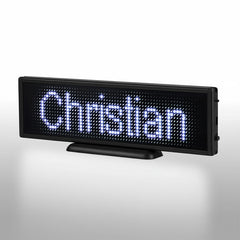 Leadleds Multi-language LED Display showing custom name – rechargeable Bluetooth programmable mini LED sign board
