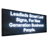 LED sign with text 'Leadleds Smart Led Signs, For New Generation Business People.' on a white background