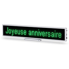 LED sign displaying 'Joyeuse anniversaire' on a white background