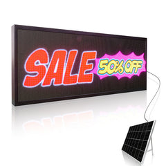 LED sale sign with solar panel on a white background