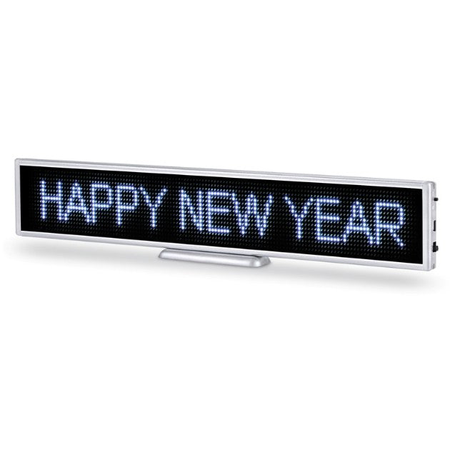 LED sign displaying 'Happy New Year' on a white background