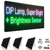 LED display board with solar panels and AC DC power symbols