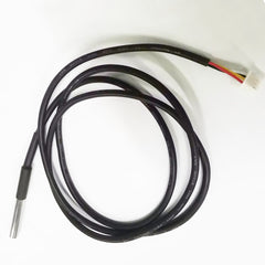 Thermocouple with black cable on a white background