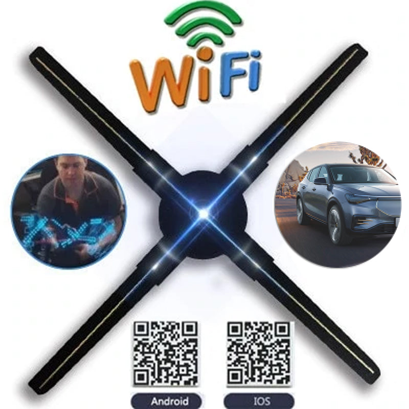 50CM 3D LED Holographic Fan Sign Projector Hologram Player LED Display Advertising WiFi Control
