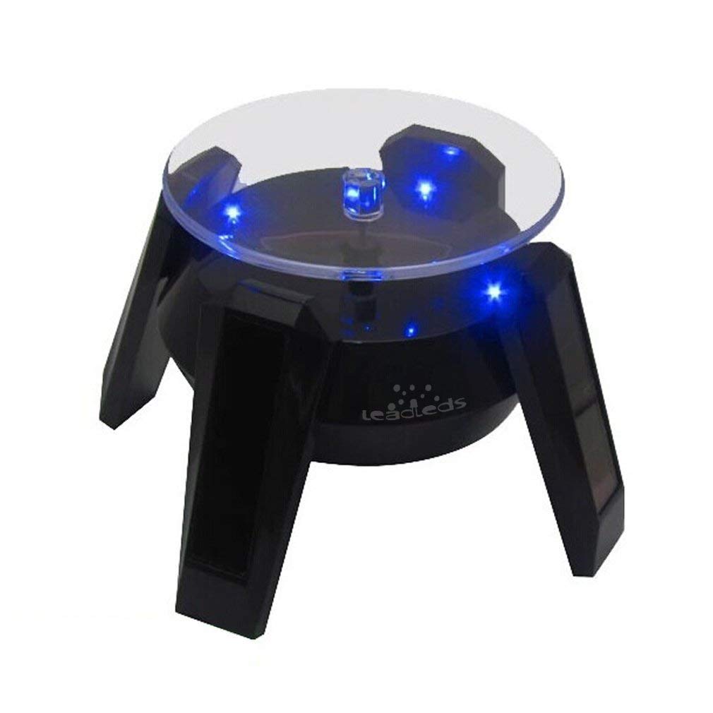 Leadleds Exquisite New Solar Powered Display Stand Rotating Turntable with Blue Light - Leadleds