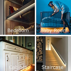 Leadleds Motion Activated Bed Light 4ft LED Strip with Motion Sensor and Power Adapter(Warm Soft Glow) - Leadleds