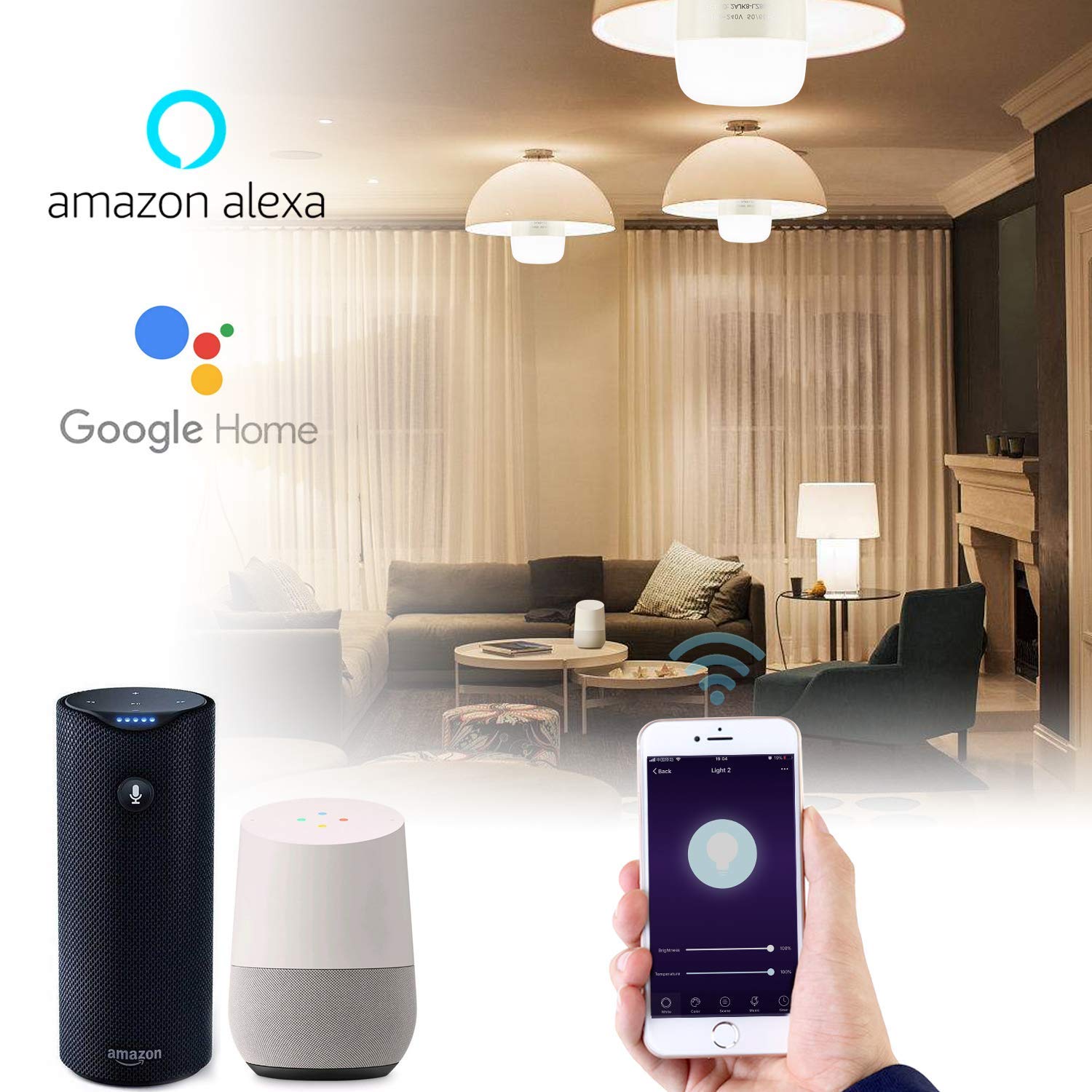 Leadleds Smart Led Bulb Dimmable Multicolored Phone Controlled, Compatible with Alexa, Google Home - Leadleds