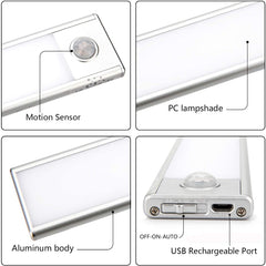 Leadleds Luz nocturna para gabinetes de pared, recargable por USB, con sensor de movimiento magnético, paquete de 3