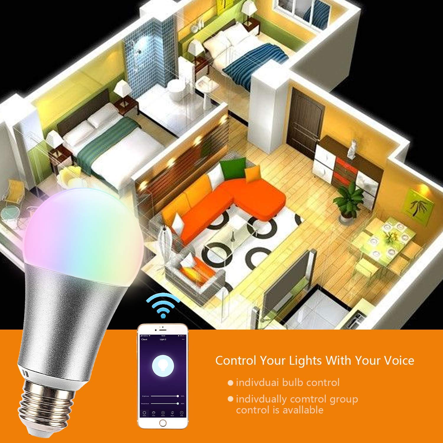 Leadleds WiFi Smart Home Lights Multi-Color Dimmable Compatible with Alexa & Google Assistant - Leadleds