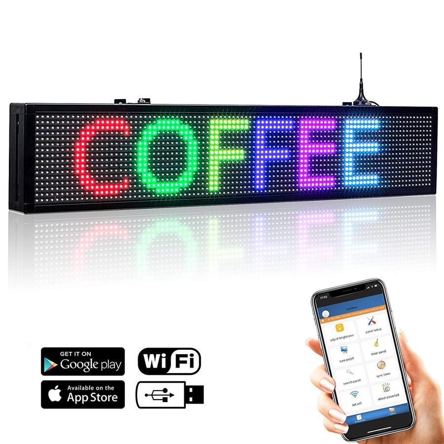 30x6 inches Led Sign for Car Rear Window Usage by Phone Easy Program, Multi Color - Leadleds
