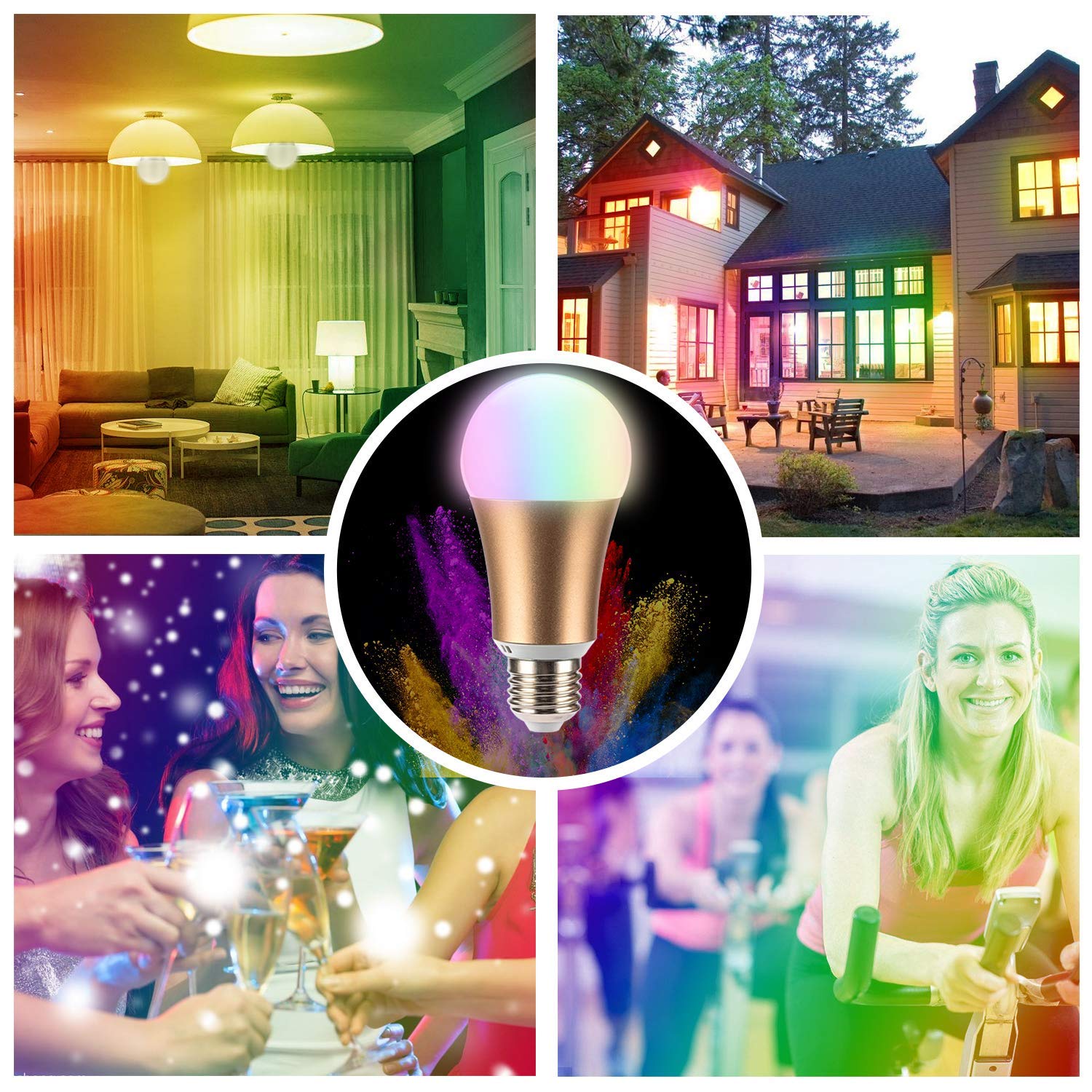 Leadleds WiFi Smart LED Light Bulb Multi-Color Dimmable Compatible with Alexa & Google Assistant - Leadleds