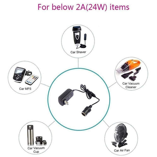 AC to DC Converter 2A 24W Car Cigarette Lighter Socket 110-240V to 12V AC/DC Power Adapter