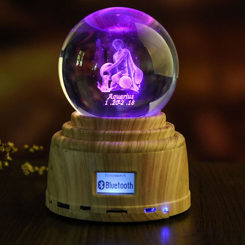 Leo Virgo Scorpio 12 Constellation Rotating Crystal Ball Night Light Zodiac Sign Bluetooth Speaker