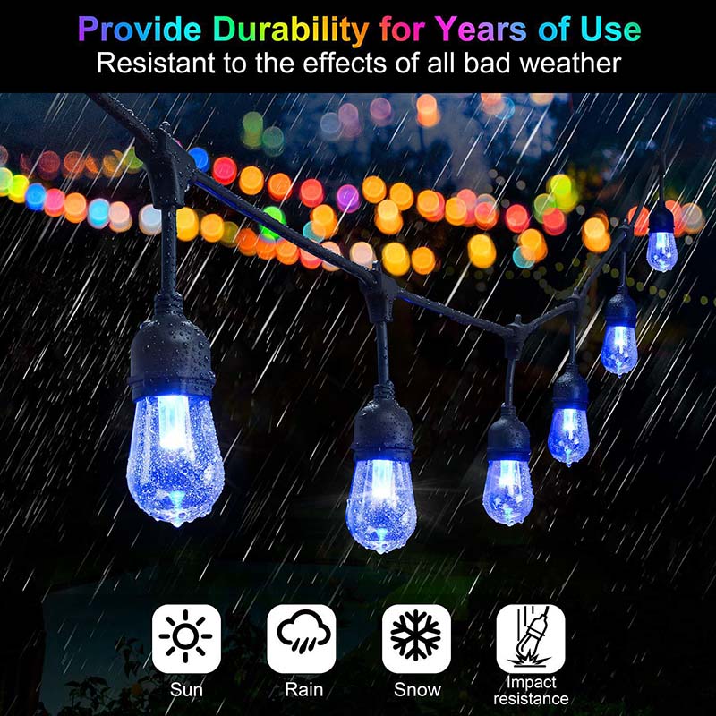 UNTCENT Vintage Seasons LED Warm White RGBW Color Changing String Lights, 48ft