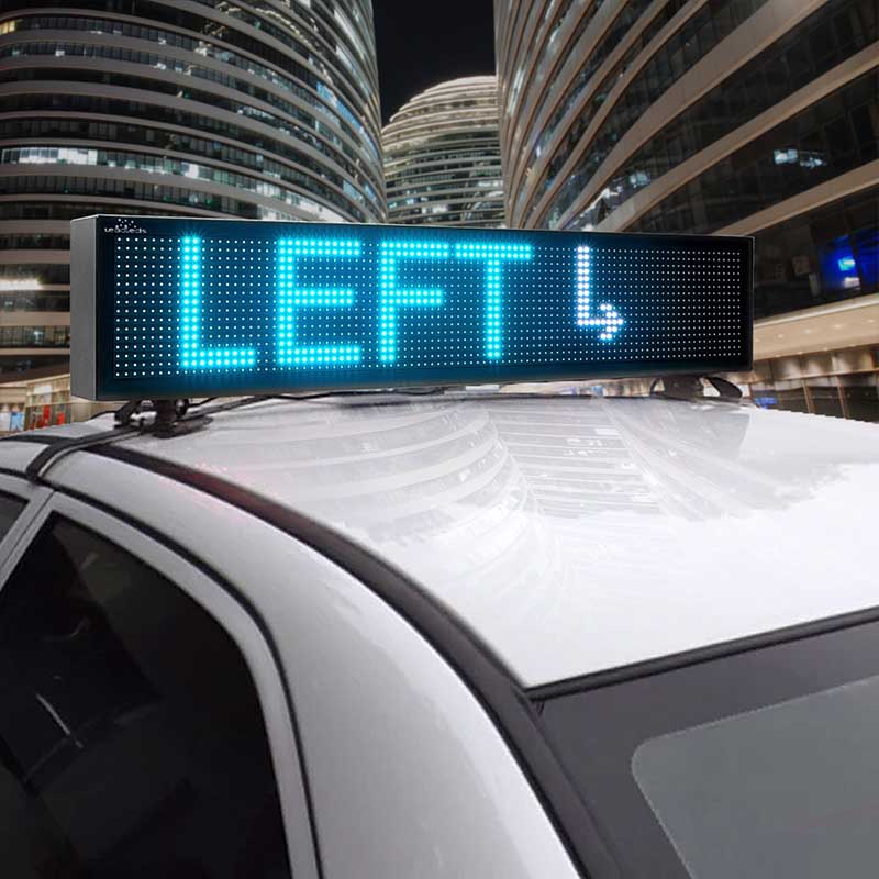 Leadleds LED Car Sign Message Board Bluetooth Connected Smartphone  Programmable for Car Windows, Taxi, Store Front (Blue）