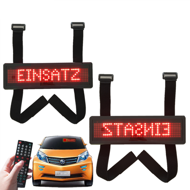 Leadleds Remote Led Car Sign Scrolling Multilingual Nylon Straps Led Jeep Sign Rechargeable for Rearview Mirror