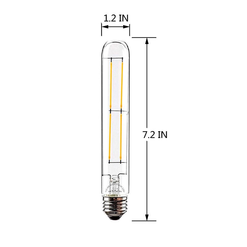 UNTCENT 6W Edison Bulb Vintage 7.2” Long Tubular Night Light Bulb Dimmable 3000K Neat Warm White