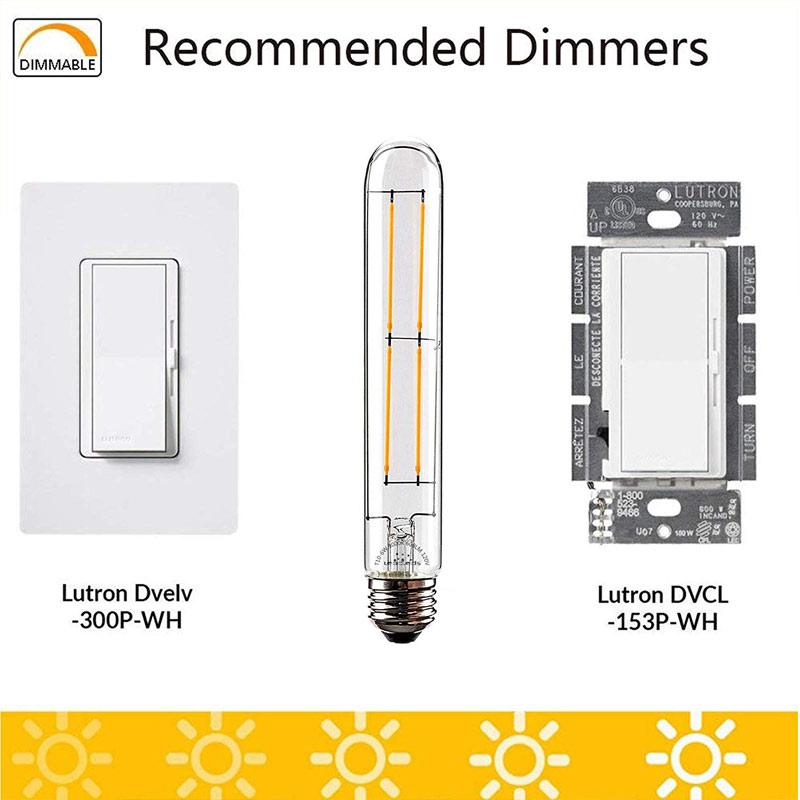 UNTCENT 6W Edison Bulb Vintage 7.2” Long Tubular Night Light Bulb Dimmable 3000K Neat Warm White