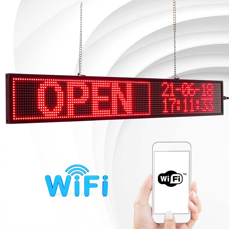 Leadleds Store Signs Scrolling Message Board WiFi Programmable, 26 x 4 in