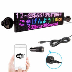 20in Car Sign Full Color Led Advertising Board WiFi Led Sign Picture Text Display Screen Wireless RGB Matrix, DC12-24V