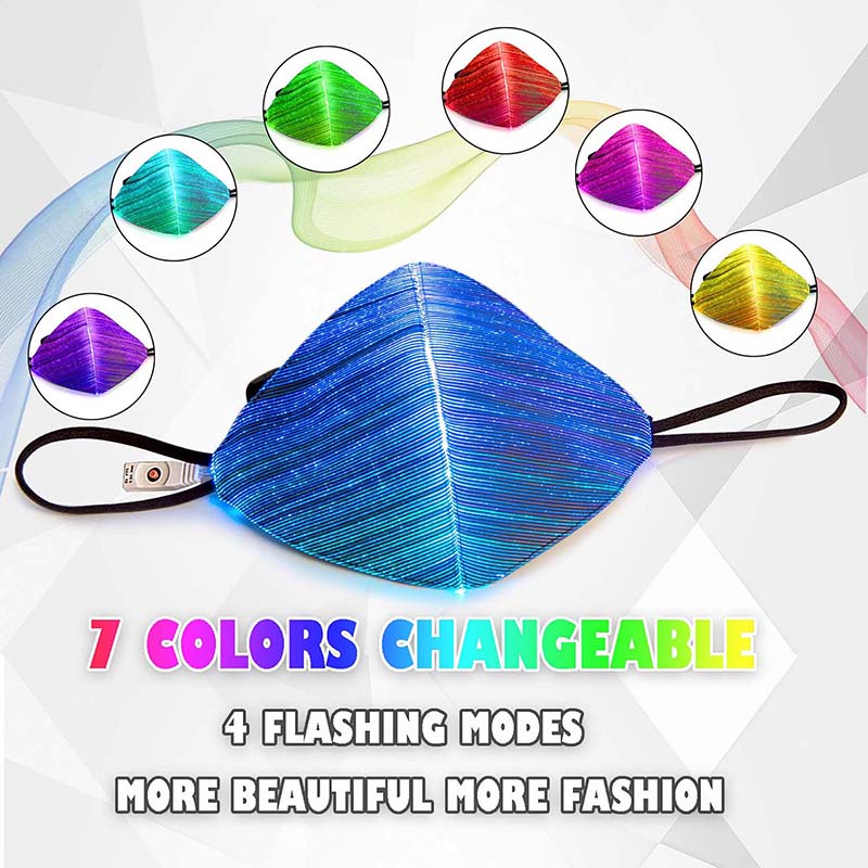 Leadleds LED Rave Mask 7C Luminous Light for Men Women Face Mask Music Party Halloween LightUp Mask