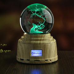 Leadleds Personalized Crystal Ball Led Rotating Light MP3 Speaker with 3D Engraved Image