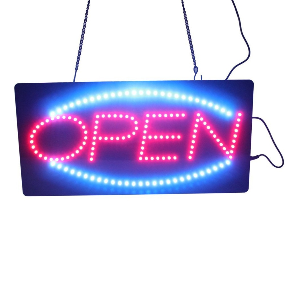 Leadleds Neon Sign Red and Blue Light Flashing Open Sign, 19 x 10 in - Leadleds
