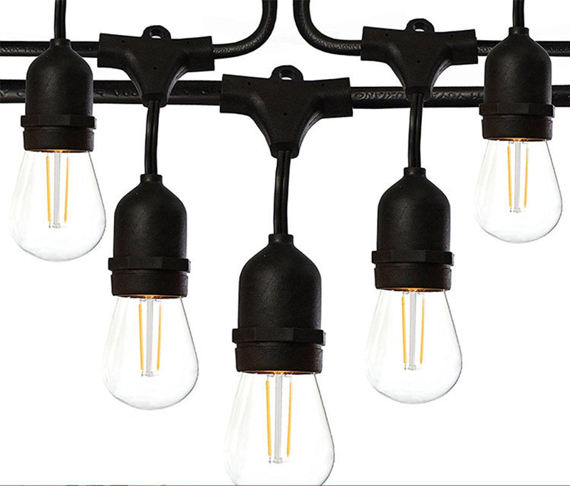 15m Outdoor LED String Lights Waterproof Commercial 2W E26 E27 Retro Edison Filament Bulb for Street Porch Garden Holiday Light - Leadleds