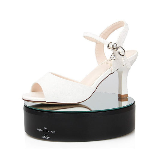 Load 5kg Mirror glassTop Rotating display stand electric turntable High grade watch jewelry camera video shooting - Leadleds