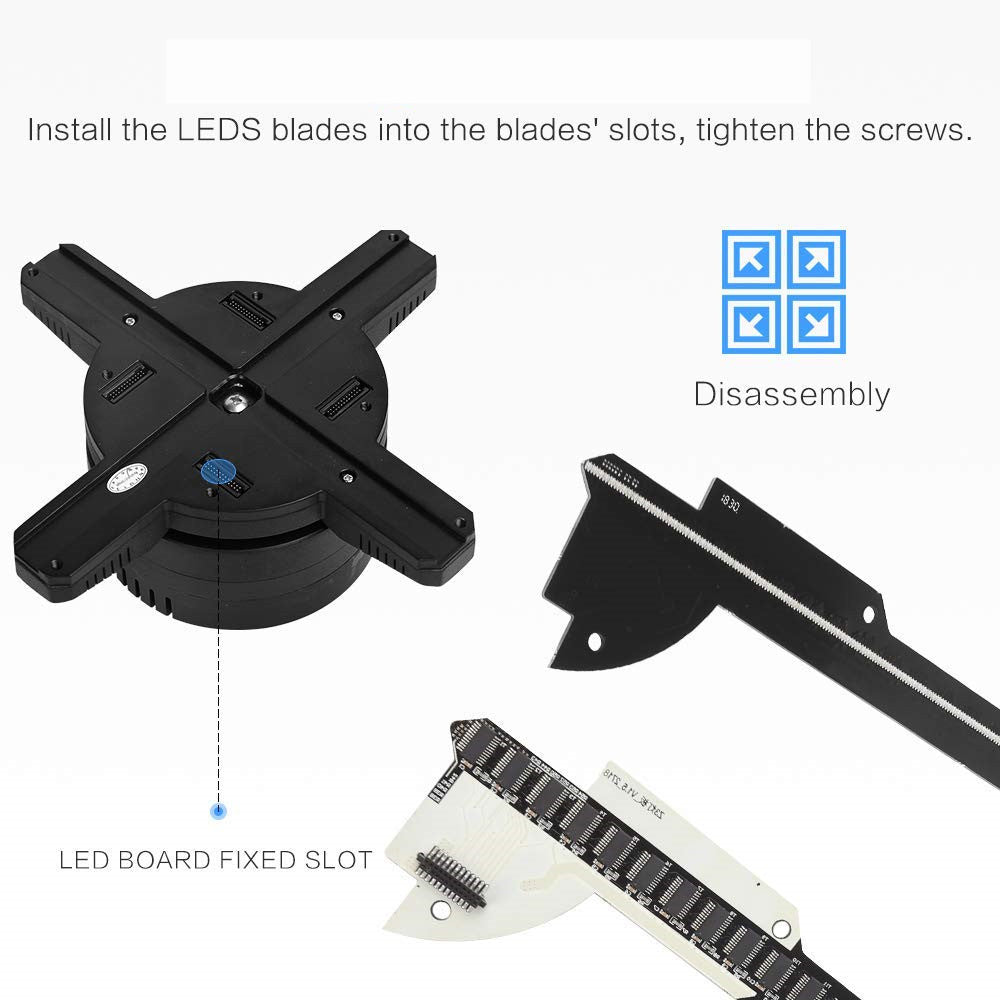 50CM Novelty Wifi RGB 3D LED Holographic Fan Sign Projector Hologram Player LED Display Advertising APP Control Gift for Men - Leadleds