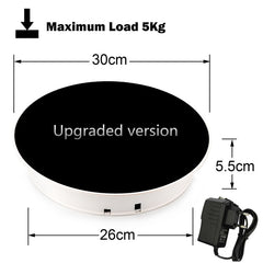 Leadleds 12" Black Velvet Top Motorized Turntable Display, 360 Degree Electric Rotating Display Turntable