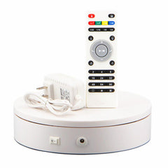 Dia 20cm Stable Heavy Load Remote Control Electric Turntable Jewelry Display Stand 360 Degree white Color 20-68 Secs Per Circle - Leadleds