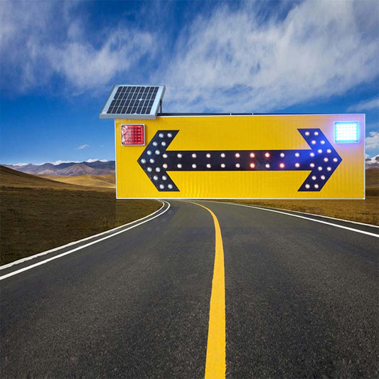 Leadleds 47in Solar Powered Road Arrow Sign Waterproof Warning Sign Light-dependent Control