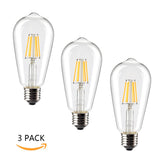 Leadleds 6W Vintage Edison Bulb 60 Watt Equivalent Non Dimmable ST21 E27 610LM 2700K, 85-265V - Leadleds