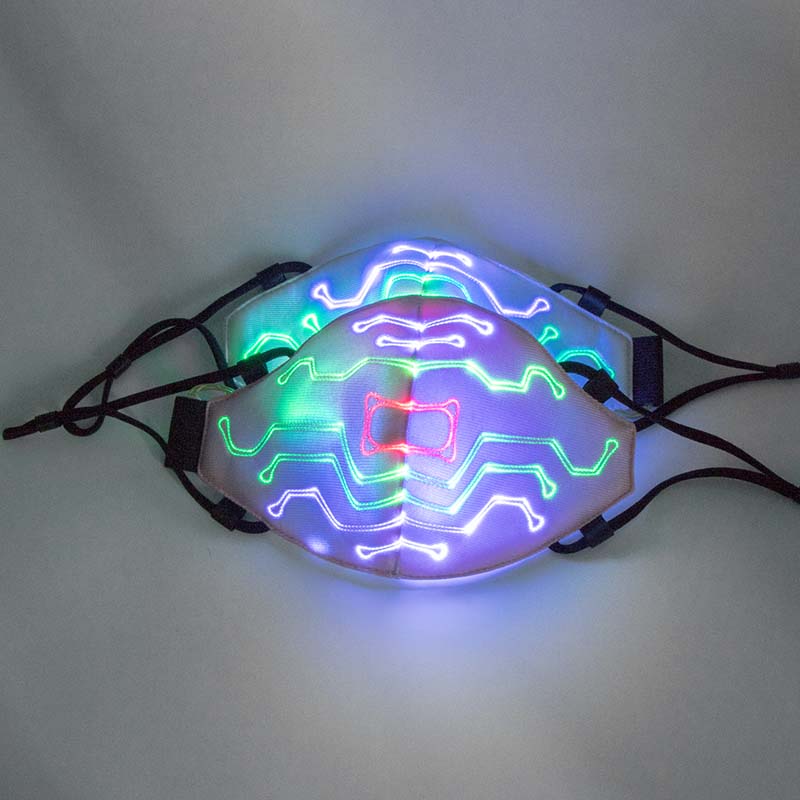 Leadleds Led Rave Mask Voice-activated Led Face Masks Rechargeable Glowing Luminous Dust Mask