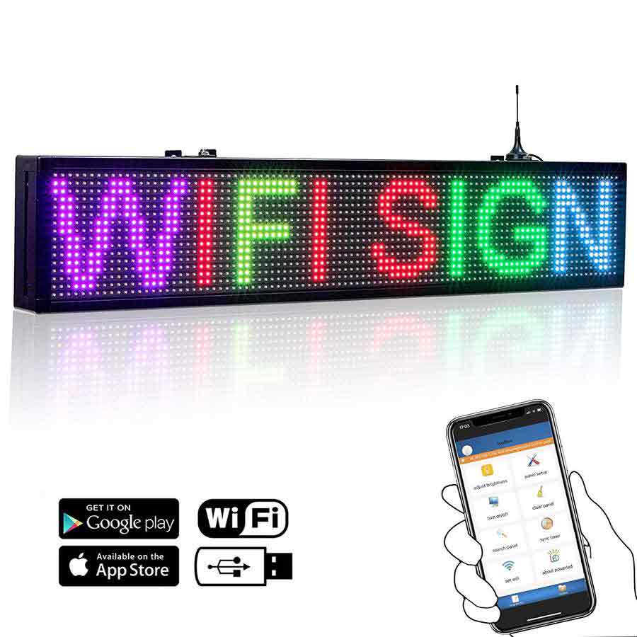 Leadleds 30 in LED Bulletin Board Programmable by Phone for School, Storefront, Multicolored - Leadleds
