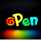 Leadleds Neon Open Sign LED Acrylic Epoxy Resin Gradient Flashing Mode Wall Mount
