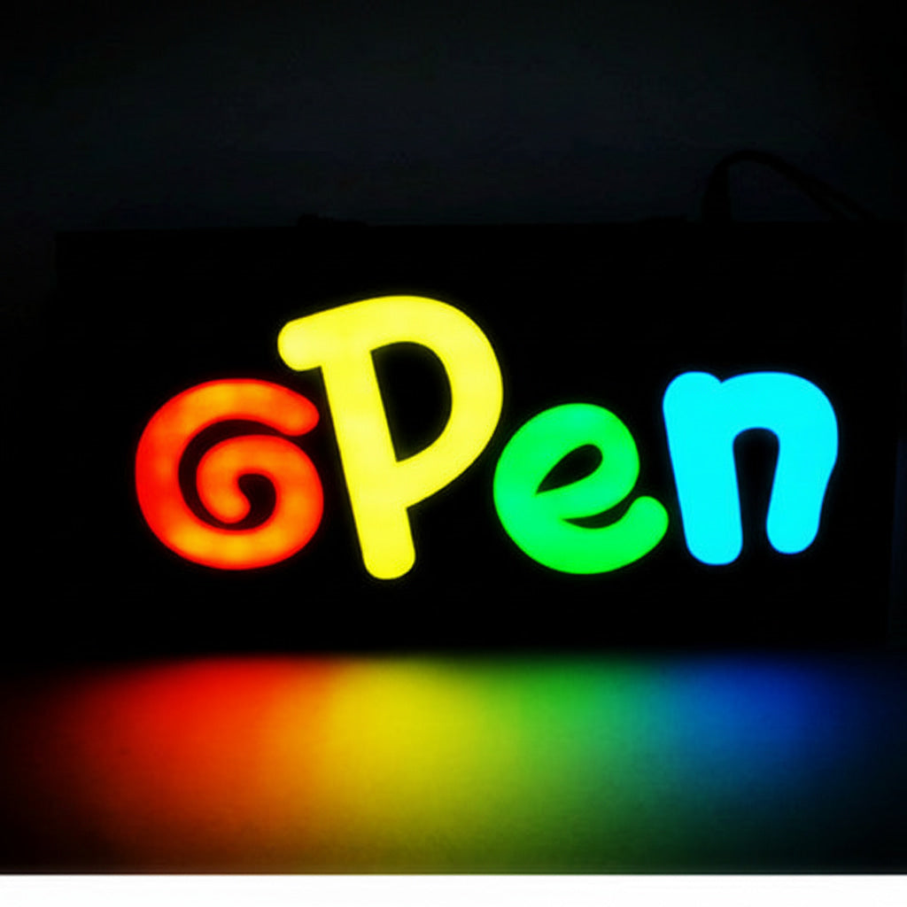 Leadleds Neon Open Sign LED Acrylic Epoxy Resin Gradient Flashing Mode Wall Mount