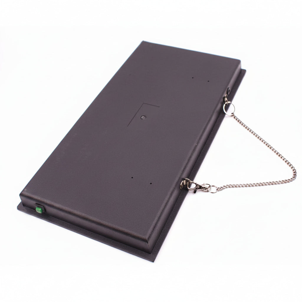 Programmable LED Open Welcome Sign with Chain Hanging Black Frame