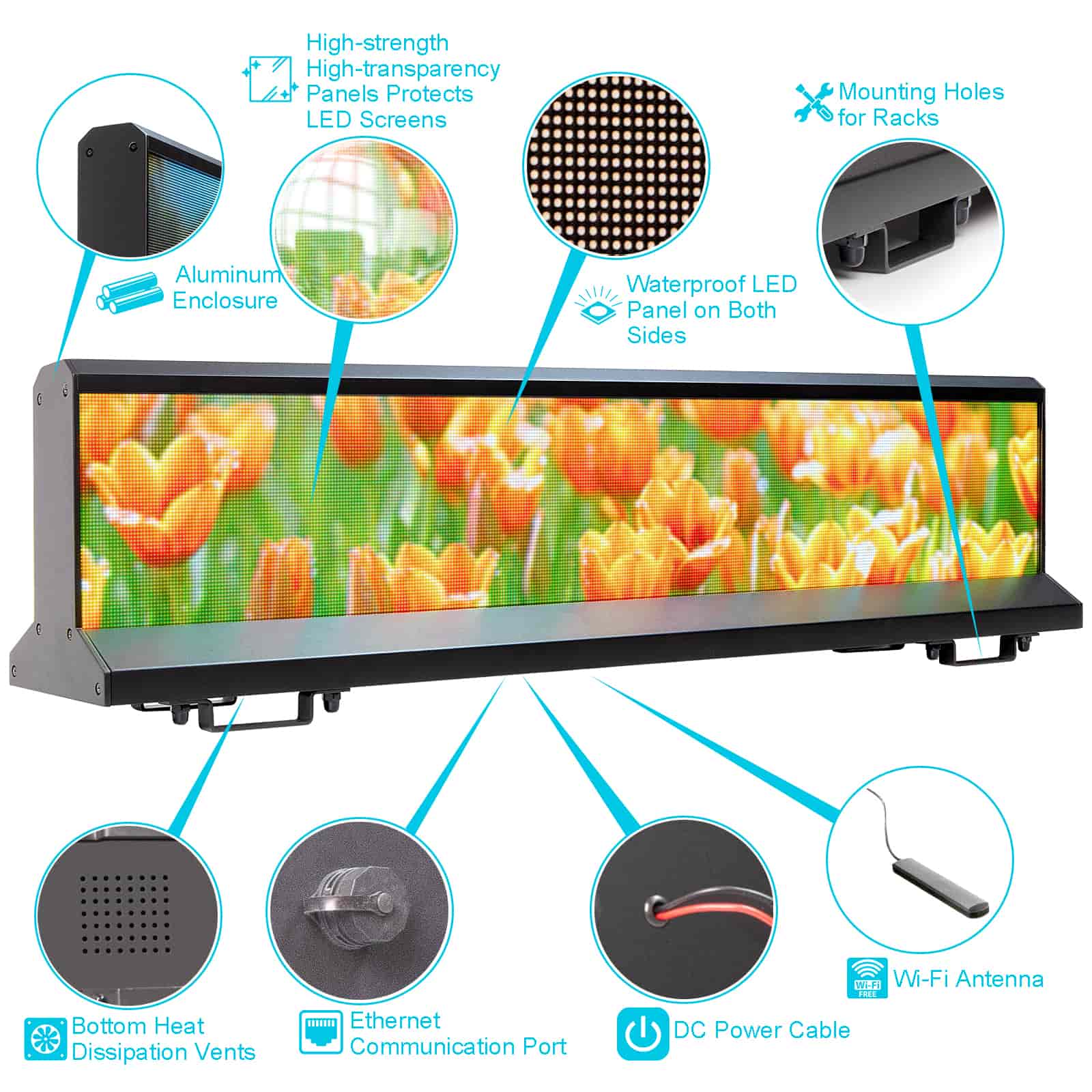 160 degree wide viewing angle of dual-sided LED vehicle advertising display
