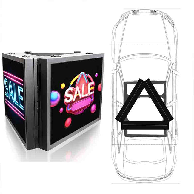 Leadleds 3-sided Car Roof Sign Programmable Scrolling Message Triangle Shaped Main image