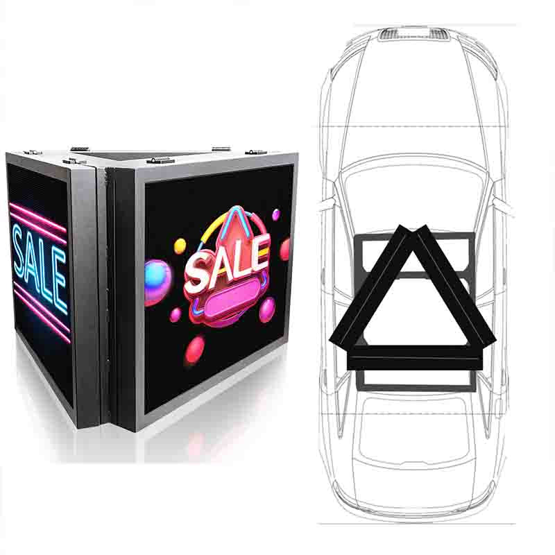 Leadleds 3-sided Car Roof Sign Programmable Scrolling Message Triangle Shaped