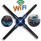 3D hologram projector fan showing vivid full color video content