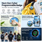 Bluetooth-enabled LED badge connected to a smartphone app for content management