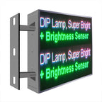 LED display panel with text 'DP Lamp, Super Bright' and 'Brightness Sensor' on a white background