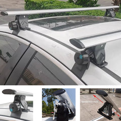 Car roof rack system with adjustable distance feature on a car