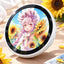 Custom digital display badge showing personalized photo content on a wearable pin